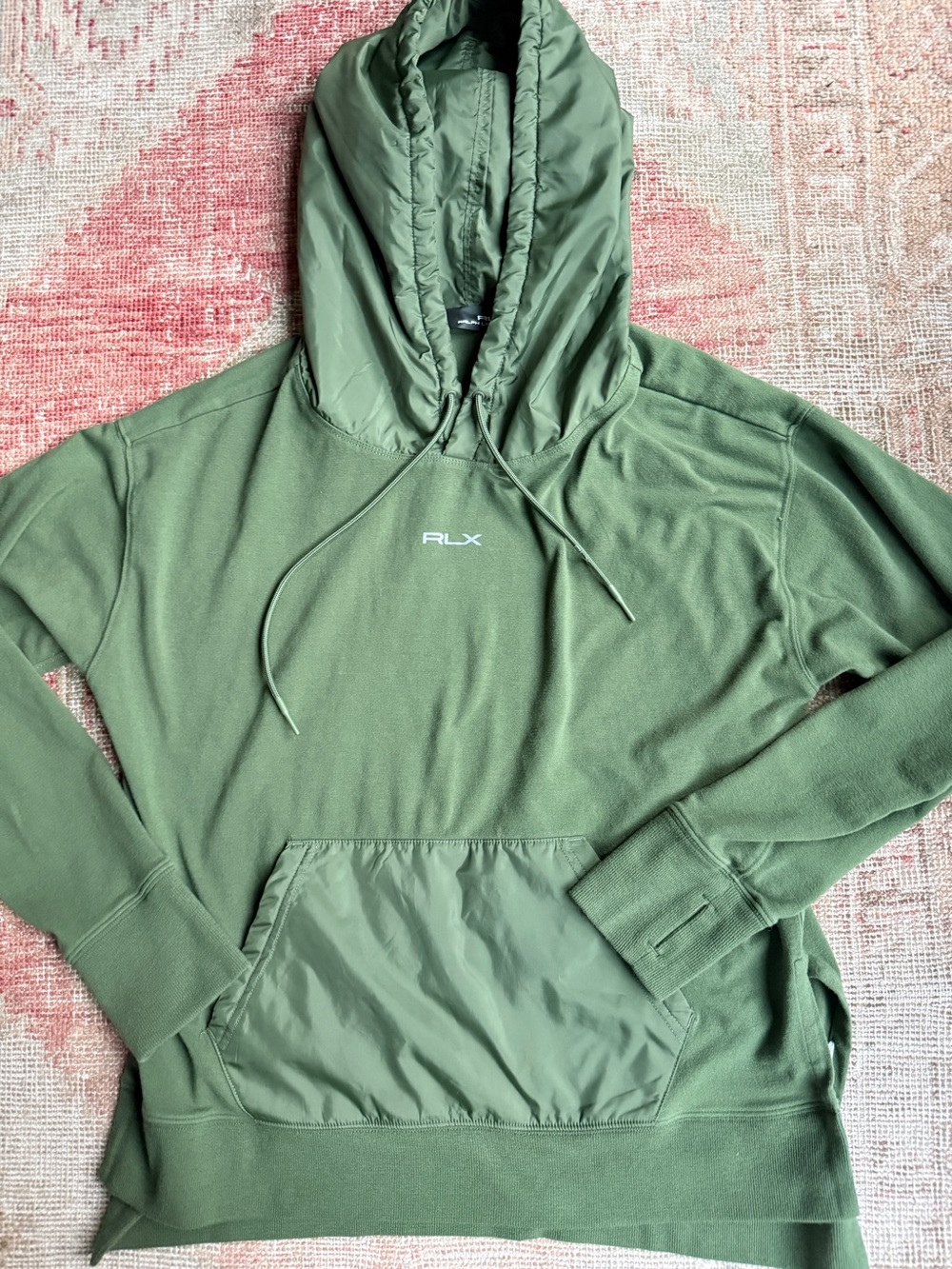 RLX Ralph Lauren technical Green Quilted-Hood Pullover